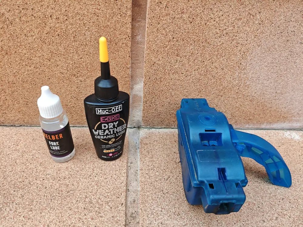 Lubricante de horquilla Relber, lubricante de cadena Muc-Off para e-bike y limpiacadenas