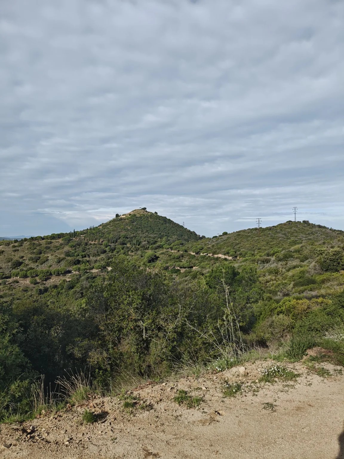 Vista lejana de las colinas del entorno del poblado ibérico de Puig Castellar, en la Serralada de Marina